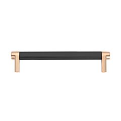 Emtek Select Flat Black Knurled Bar 6 Inch Center to Center with Rectangular Stem in Satin Copper Overall Length 6-3/4” Inch Cabinet Pull/Handle