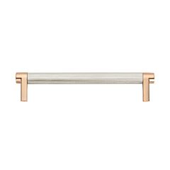 Emtek Select Polished Nickel Knurled Bar 6 Inch Center to Center with Rectangular Stem in Satin Copper Overall Length 6-3/4” Inch Cabinet Pull/Handle