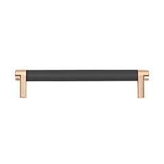 Emtek Select Flat Black Smooth Bar 6" (152mm) Center to Center with Rectangular Stem in Satin Copper Overall Length 6-3/4” Inch Cabinet Pull/Handle