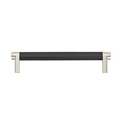 Emtek Select Flat Black Knurled Bar 6 Inch Center to Center with Rectangular Stem in Satin Nickel Overall Length 6-3/4” Inch Cabinet Pull/Handle