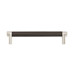 Emtek Select Oil Rubbed Bronze Knurled Bar 6 Inch Center to Center with Rectangular Stem in Satin Nickel Overall Length 6-3/4” Inch Cabinet Pull/Handle