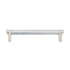 Emtek Select Polished Chrome Knurled Bar 6 Inch Center to Center with Rectangular Stem in Satin Nickel Overall Length 6-3/4” Inch Cabinet Pull/Handle
