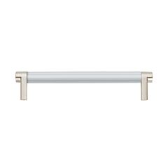Emtek Select Polished Chrome Smooth Bar 6" (152mm) Center to Center with Rectangular Stem in Satin Nickel Overall Length 6-3/4” Inch Cabinet Pull/Handle