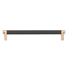 Emtek Select Flat Black Smooth Bar 8" (203mm) Center to Center with Rectangular Stem in Satin Copper Overall Length 8-3/4” Inch Cabinet Pull/Handle