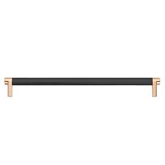 Emtek Select Flat Black Knurled Bar 10 Inch Center to Center with Rectangular Stem in Satin Copper Overall Length 10-3/4" Inch Cabinet Pull/Handle