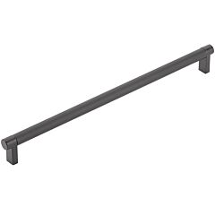 Emtek Select Flat Black Knurled Bar 12 Inch Center to Center with Rectangular Stem in Flat Black Overall Length 12-3/4" Inch Cabinet Pull/Handle