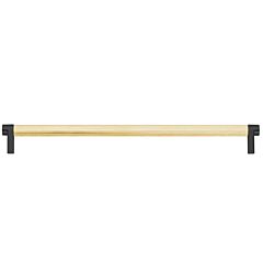 Emtek Select 12" (305mm) Center to Center, Appliance Pull with Rectangular Stem in Flat Black and Knurled Bar in Satin Brass Finish