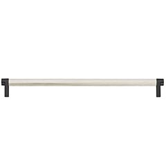 Emtek Select 12" (305mm) Center to Center, Appliance Pull with Rectangular Stem in Flat Black and Knurled Bar in Satin Nickel Finish