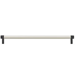 Emtek Select Concealed Surface 12" (305mm) Center to Center, Appliance Pull with Rectangular Stem in Flat Black and Smooth Bar in Polished Nickel Finish