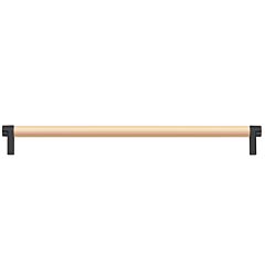 Emtek Select Concealed Surface 12" (305mm) Center to Center, Appliance Pull with Rectangular Stem in Flat Black and Smooth Bar in Satin Brass Finish