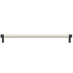 Emtek Select 12" (305mm) Center to Center, Appliance Pull with Rectangular Stem in Flat Black and Smooth Bar in Satin Nickel Finish