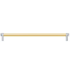 Emtek Select Back to Back 24" (610mm) Center to Center, Appliance Pull with Rectangular Stem in Polished Chrome and Smooth Bar in Satin Brass Finish