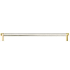 Emtek Select Back to Back 12" (305mm) Center to Center, Appliance Pull with Rectangular Stem in Satin Brass and Knurled Bar in Polished Nickel Finish