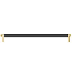 Emtek Select 12" (305mm) Center to Center, Appliance Pull with Rectangular Stem in Satin Brass and Smooth Bar in Flat Black Finish