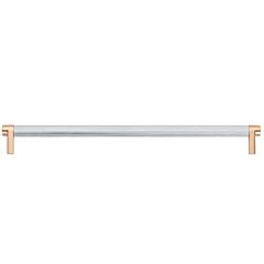 Emtek Select Polished Chrome Knurled Bar 12 Inch Center to Center with Rectangular Stem in Satin Copper Overall Length 12-3/4" Inch Cabinet Pull/Handle