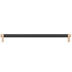 Emtek Select Flat Black Smooth Bar 12" (305mm) Center to Center with Rectangular Stem in Satin Copper Overall Length 12-3/4" Inch Cabinet Pull/Handle