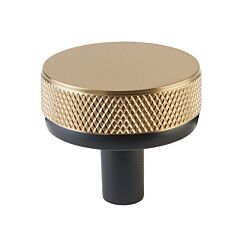 Emtek Select Knurled Conical Knob in Satin Brass, Oil Rubbed Bronze Stem, 1-1/4" (32mm) Diameter Cabinet Hardware Knob