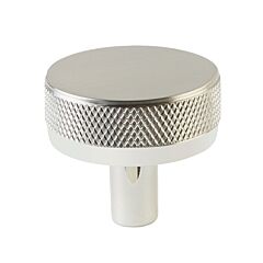 Emtek Select Knurled Conical Knob in Satin Nickel, Polished Nickel Stem, 1-1/4" (32mm) Diameter Cabinet Hardware Knob