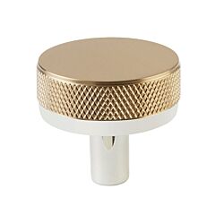 Emtek Select Knurled Conical Knob in Satin Brass, Polished Nickel Stem, 1-1/4" (32mm) Diameter Cabinet Hardware Knob
