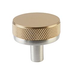 Emtek Select Knurled Conical Knob in Satin Brass, Satin Nickel Stem, 1-1/4" (32mm) Diameter Cabinet Hardware Knob