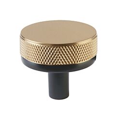 Emtek Select Knurled Conical Knob in Satin Brass, Flat Black Stem, 1-1/4" (32mm) Diameter Cabinet Hardware Knob