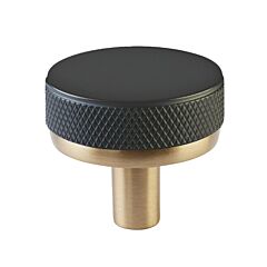 Emtek Select Knurled Conical Knob in Flat Black, Satin Brass Stem, 1-1/4" (32mm) Diameter Cabinet Hardware Knob
