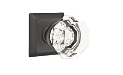 Emtek Concealed, Privacy, Old Town Crytal Clear Knob with Quincy Rosette, Flat Black