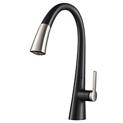 Kraus Nolen Single Handle Pull-Down Kitchen Faucet in Spot Free Stainless Steel/Matte Black
