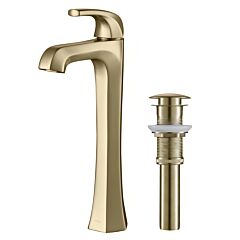 Kraus Esta Single Handle Vessel Bathroom Faucet with Pop-Up Drain in Brushed Gold