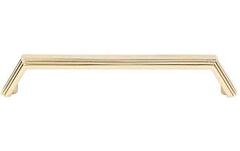 Alno Creations Nicole 6" (152mm) Center to Center, Overall Length 6-5/8" Unlacquered Brass Cabinet Pull/Handle
