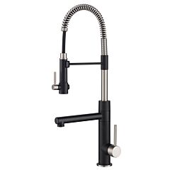 Kraus Artec Pro Commercial Style Pre-Rinse Kitchen Faucet in Spot Free Stainless Steel / Matte Black