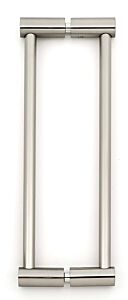 Alno Contemporary I 8" (203mm) Center to Center, 8-5/8" (219mm) Overall Length Back to Back Glass Door Pull, Satin Nickel