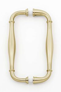 Alno Charlie’s Collection 6" (152mm) Center to Center, 6-5/8" (168.5mm) Overall Length Back to Back Glass Door Pull, Satin Brass