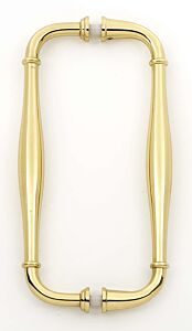 Alno Charlie’s Collection 8" (203mm) Center to Center, 8-5/8" (219mm) Overall Length Back to Back Glass Door Pull, Unlacquered Brass