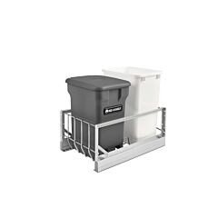 Aluminum 35 Quart Waste Container Pullout w/Orion Gray Compost bin, 14-13/16 X 22-1/8 X 19-1/16 in