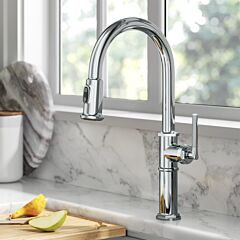 Kraus Allyn Traditional Industrial Pull-Down Single Handle Kitchen Faucet in Chrome