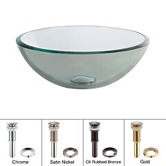 Kraus Crystal Clear Glass Vessel 14" (356mm) Bathroom Sink w/ Pop-Up Drain in Chrome