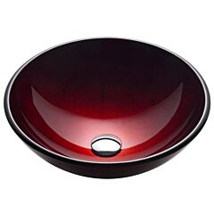 Kraus Round Red Glass Vessel Bathroom Sink, 16-1/2" (419.5mm)