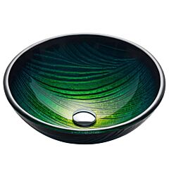 Kraus Nature Series Round Green Glass Vessel Bathroom Sink, 17" (432mm)