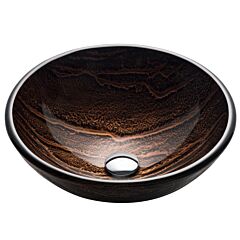 Kraus Nature Series Round Brown Glass Vessel Bathroom Sink, 17" (432mm)