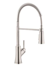 Hansgrohe Joleena 1.75GPM Semi-Pro Arch 2-Spray Pull-Down Kitchen Faucet, Polished Nickel