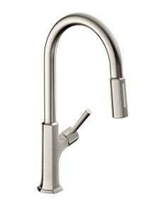 Hansgrohe Locarno 1.7GPM High Arch, 2-Spray Pull-Down Kitchen Faucet, Steel Optic