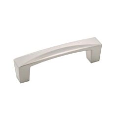 Crest Style 3 inch (76mm) Center to Center, Overall Length 3-1/2 inch Satin Nickel Kitchen Cabinet Pull/Handle