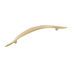 Willow Style 5-1/32 Inch (128mm) Center to Center, Overall Length 7-5/8 Inch Flat Ultra Brass Kitchen Cabinet Pull/Handle