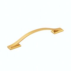 Dover 5-1/16 Inch (128mm) Center to Center, 7-1/4 Inch Overall Length Brushed Golden Brass Cabinet Hardware Pull/Handle