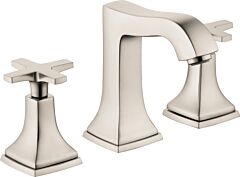 Hansgrohe Metropol Classic Widespread Faucet 110 with Cross Handles and Pop-Up Drain 1.2 GPM, Brushed Nickel