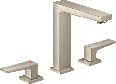 Hansgrohe Metropol Widespread Faucet 160 with Lever Handles and Pop-Up Drain 1.2 GPM, Brushed Nickel