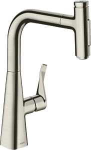 Hansgrohe Metris Select Prep Kitchen Faucet, 2-Spray Pull-Out, 1.75 GPM in Steel Optic