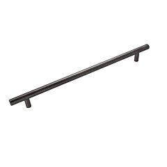 Bar Pull Style 10-1/8 Inch (256mm) Center to Center, Overall Length 12-7/16 Inch Black Brushed Nickel Kitchen Cabinet Pull/Handle
