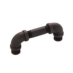 Pipeline Style 3 Inch (76mm) Center To Center, Overall Length 3-3/4 Inch Vintage Bronze Kitchen Cabinet Pull / Handle